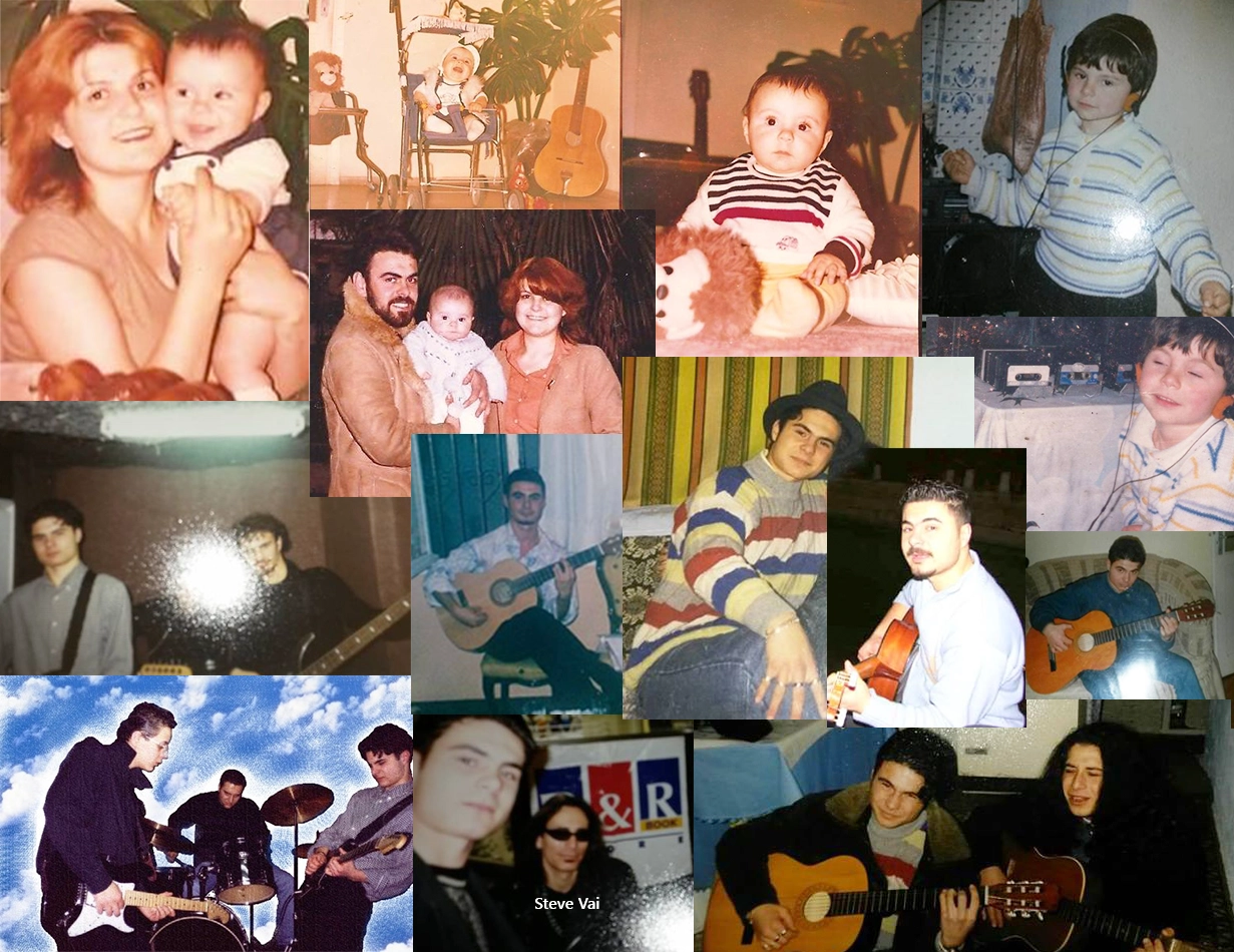 Photo collage from Berk Köksal's childhood and musical journey